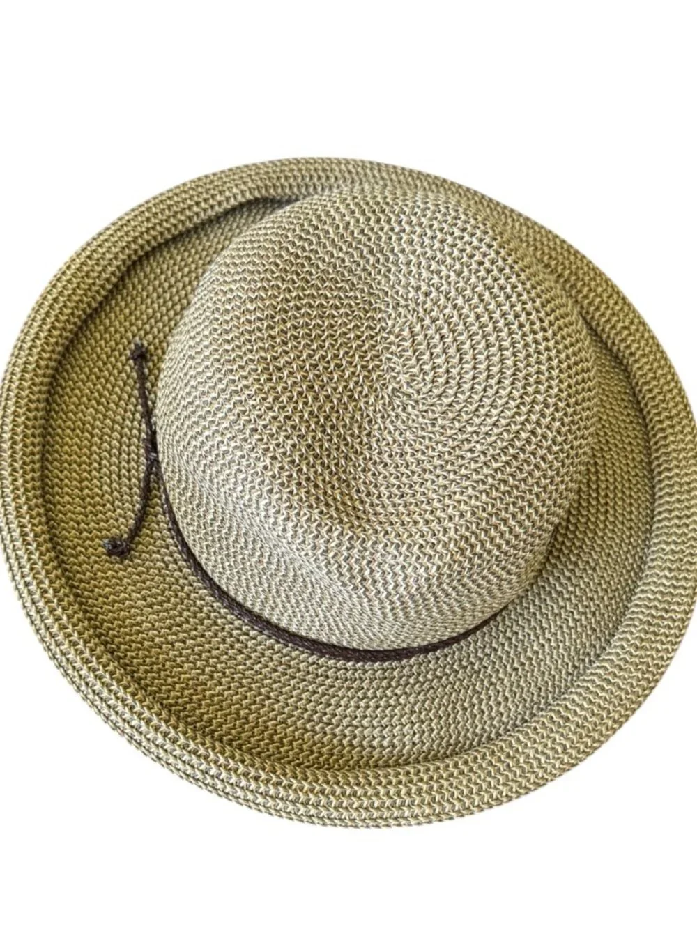 Nine West Woven Straw Sun Hat Tan Brown Wide Brim One Size